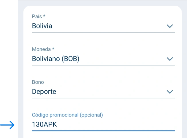 Pon el código promocional 1xbet Betapk Bolivia
